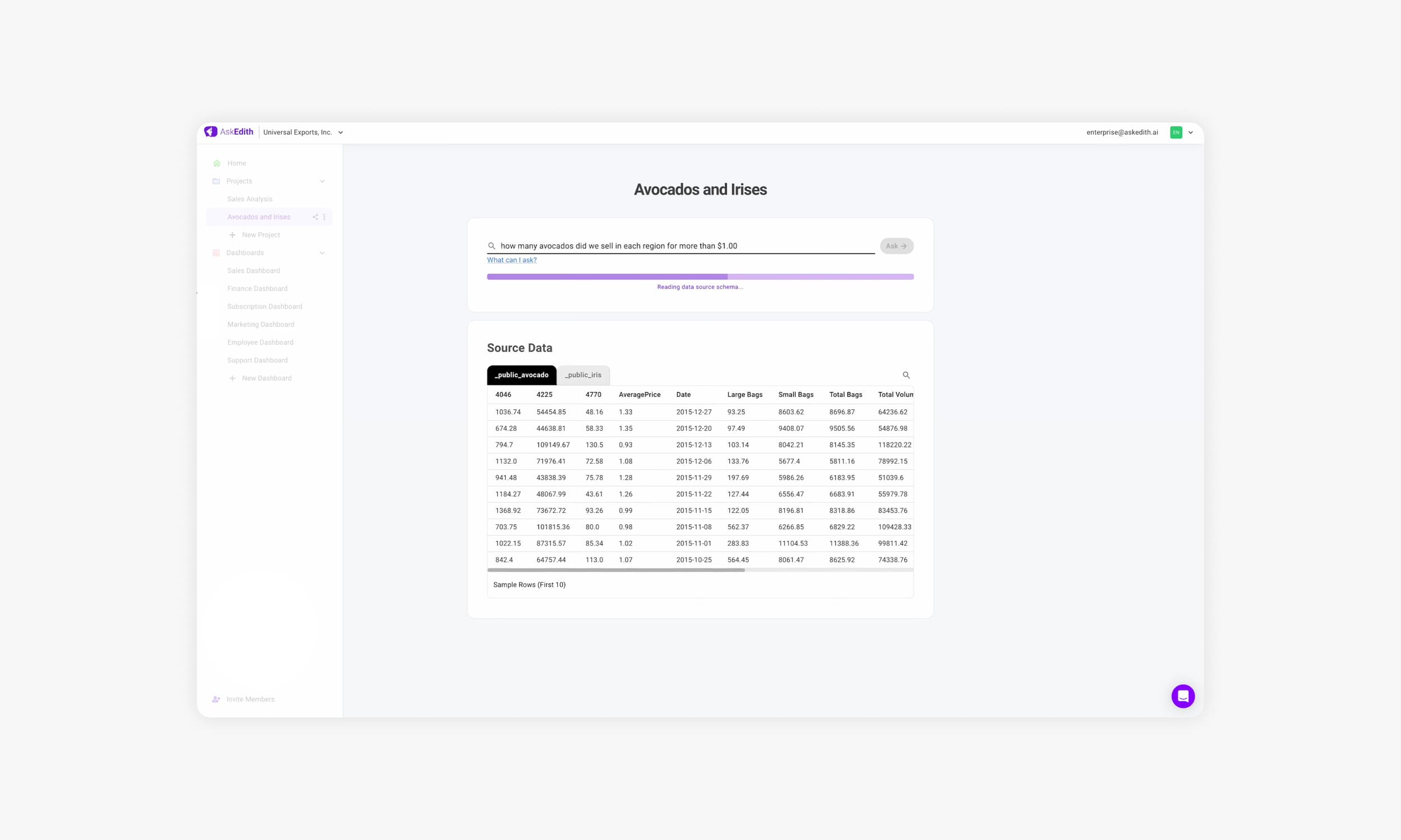 Athenic Interface #1: asking questions to get data insights